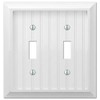 Amerelle 279TTW Cottage Wallplate, 2 Toggle, Composite Wood, White, 1-Pack