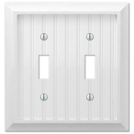 Amerelle 279TTW Cottage Wallplate, 2 Toggle, Composite Wood, White, 1-Pack