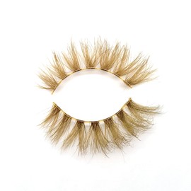 16mm Colored Lashes 3D Real Mink Brown Eyelashes Brown Lashes Strips (M3D-344, 16mm, Brown, Flare, 1 Pair Pack)