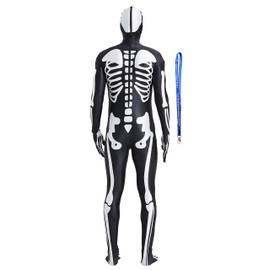 Full Bodysuit Unisex Spandex Stretch Adult Costume Zentai Disappearing Man Body Suit (Skeleton, XX-Large)