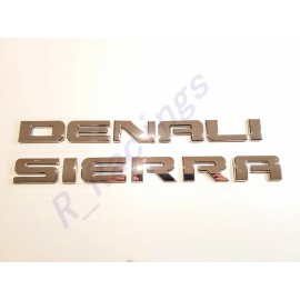 GM 4PCS Chrome Denali Sierra Emblem Letters Fit GMC Sierra 1500 2500HD YUKON OEM