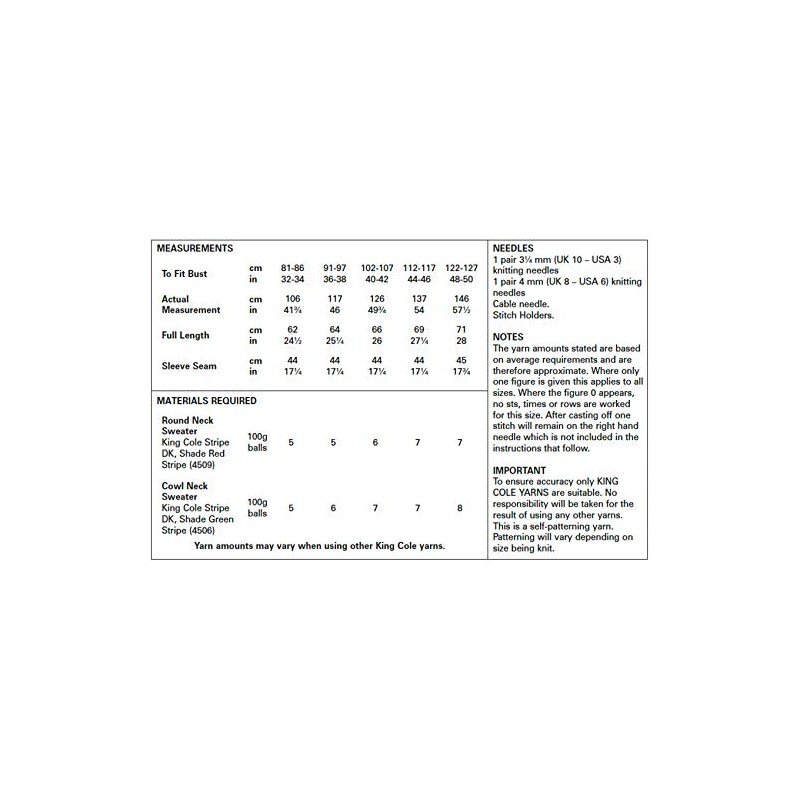 King Cole 5597 Knitting Pattern Womens Easy Cable Sweaters in