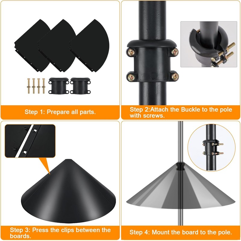 FEED GARDEN 4-Hook Squirrel-Proof Bird Feeder Pole - 92" Heavy-Duty