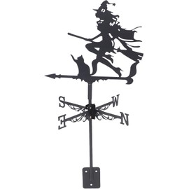 CLISPEED Weather Vane Metal Weather Vanes Black Witch Shape Weathercock 60x30cm Wind Direction Indicator for Garden Decor Roof Outdoor, Wind Vane Garden Courtyard Decoration