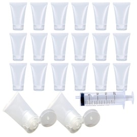S.fields.inc 20 Pcs Cosmetic Refill Tubes Cosmetic Refill Containers Divided Case Cosmetic Facial Cleanser with Syringe, white