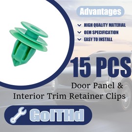 GolTHd 15PCS Door Panel & Interior Trim Retainer Clip, Compatible with Accord CR-V CR-Z Civic Pilot Odyssey, Nylon Retainer Clips Car Trim Panel Clips Replaces 91560SZW003 (Green)