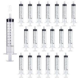 HUAZIZ 10 ml Syringe, Pack of 20 Plastic Syringes Without Needles with Sealing Cap, Dosing Syringe for Scientific Laboratories, Liquid Measurement and Dispensing, Plant Watering, Animal Feeding