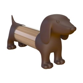 Practical Toothpick Dispenser Salt and Pepper Shaker Dog Cat Container for Toothpicks Made of High-Quality Plastic and Acrylic (Dackle Brown)