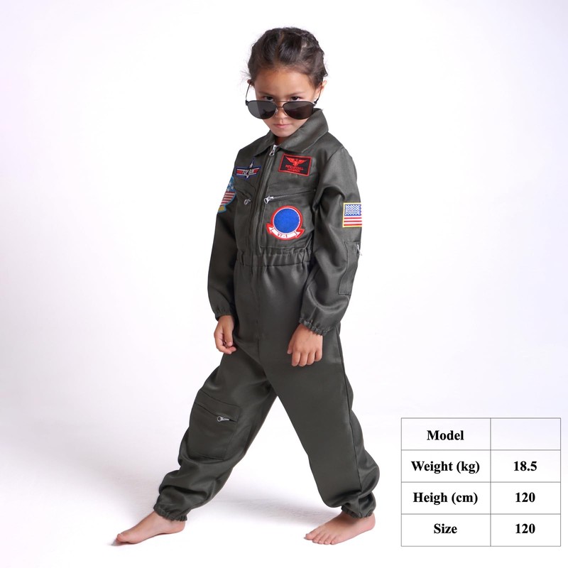 CoolChange Children's Aviator Combi Fighter Pilot Overall Children's Costume Olive