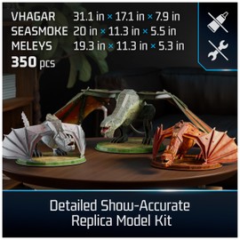 4D Build, House of the Dragon Dragon 3-Pack 3D Model Kit, Game of Thrones Collectibles & Desk Décor, Adult Puzzle, Building Toys, 3D Puzzles for Adults & Teens, 350 Pieces, for Ages 12 & Up