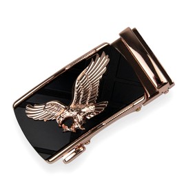 Glamexx24 Men's Belt, Eagle Pattern Belt, Wide 35 mm Automatic Buckle Ratchet Belt, Various Colours and Lengths for Men, Dark Blue Belt (Gold Midnight Freedom Eagle)