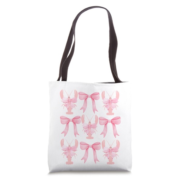Pink Bow Cute Coquette Crawfish y2k Clean Girl Aesthetic Tote