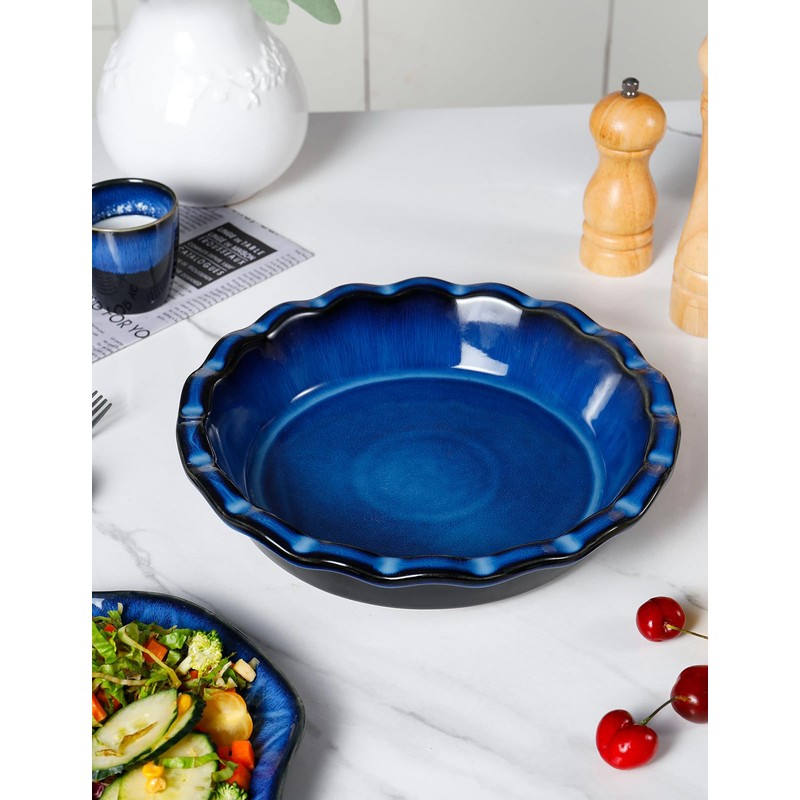 AISBUGUR Ceramic Pie Pan,Deep Dish Pi9-Inch Non-Stick Pie Dish &
