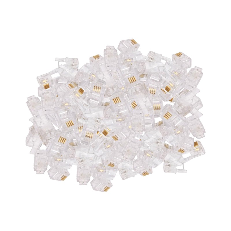 EZYUMM 20PCS RJ9(RJ9/RJ10/RJ22) 4P4C Telephone Cable Modular Plug Connector for