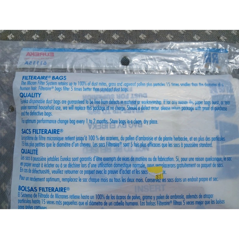 For Eureka New Eureka Premium RR Vacuum Bag 3 Pack