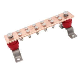 SCXCLY Wall Mounted Copper Ground Bar Kit, with 12 Terminal Positions,Copper Grounding Busbar Bar (.24"x 1.97"x 9.8") Kit