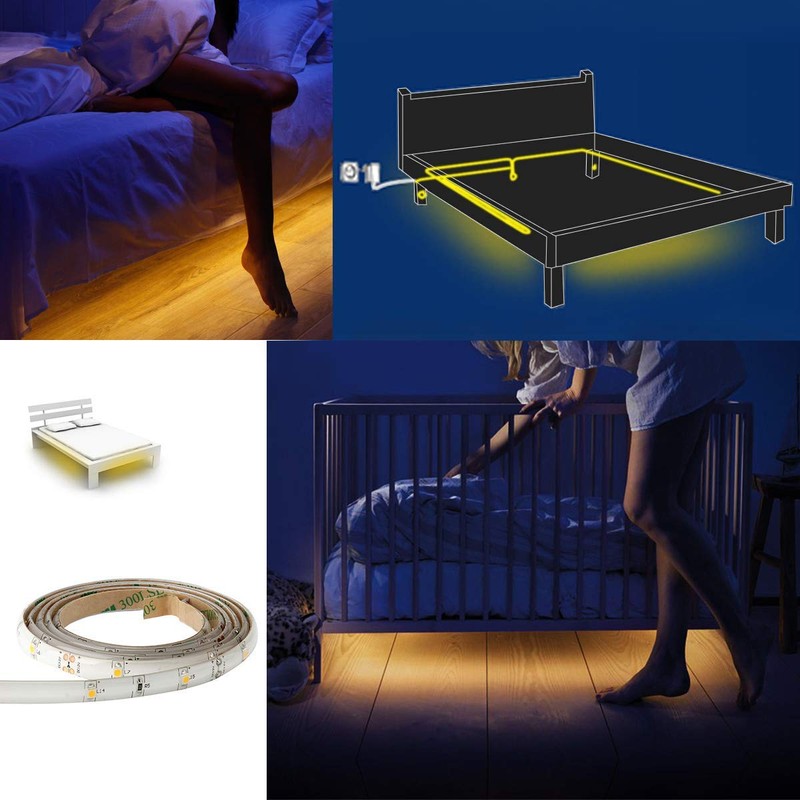 LED Bed Light With Motion Sensor, Bed Light Bar, Night