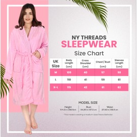 NY Threads Luxury Women’s Dressing Gown Super Soft Fleece Bath Robe Cozy Shawl Collar Loungewear and Nightwear, X-Large, Pink