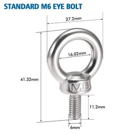 M6 Eye Bolts 10 Pcs, JatilEr M6 Lifting Eye Bolt 304 Stainless, Fish Eye Bolt secure Installation, Ring Bolt, Screw Rings, Thread Eye Bolt for Fastening and Suspension