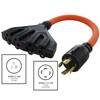 AC WORKS L14-30 30Amp 4-Prong Locking Generator Distribution Cord (1.5FT