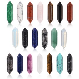 Pack of 20 Natural Hexagonal Gemstone Sets, Healing Crystals Stones, Reiki Meditation Gemstones, Amethyst, Obsidian, Tiger Eye, Natural Crystals for Spiritual Decoration, Esoteric Gifts & DIY-S