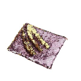 aoozleny Double-Sided Glitter Pencil Case Reversible Sequin Zipper Pencil Pouch for Cosmetic Makeup Organizer Bag Purse for Women (Pink+Gold)
