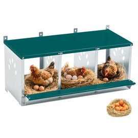 Yafylly Chicken Nesting Box for Laying Eggs, Metal Chicken Laying Boxes Wall Mountable, Easy Egg Collection Roll Away Nesting Boxes Chicken, Chicken Coop Nesting Boxes for Hens, 3 Compartments