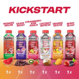 SueroX Sugar-Free Sports Drink for Hydration and Recovery, Electrolyte Hydration Drink with 8 Ions, Zero Calorie Sports Drinks with Electrolytes, Kickstart Pack, 21.3 Fl Oz, 6 Count