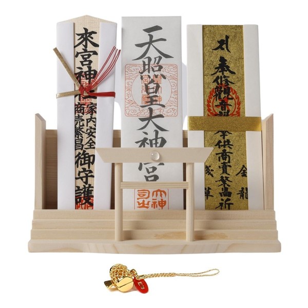 Sakura Zen Shinto Shrine Modern (Crystal, Torii) Bills, Goshuin Book, Stand, Bills, Goshuin Bills, Amulet, Stand, Stylish, Decoration, Wall Hanging, Standing Type, Multi-purpose, White Pine (with Hammered Gavels)