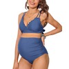 Charmo Maternity Scalloped Trim Bikini Set High Waist 2 Piece