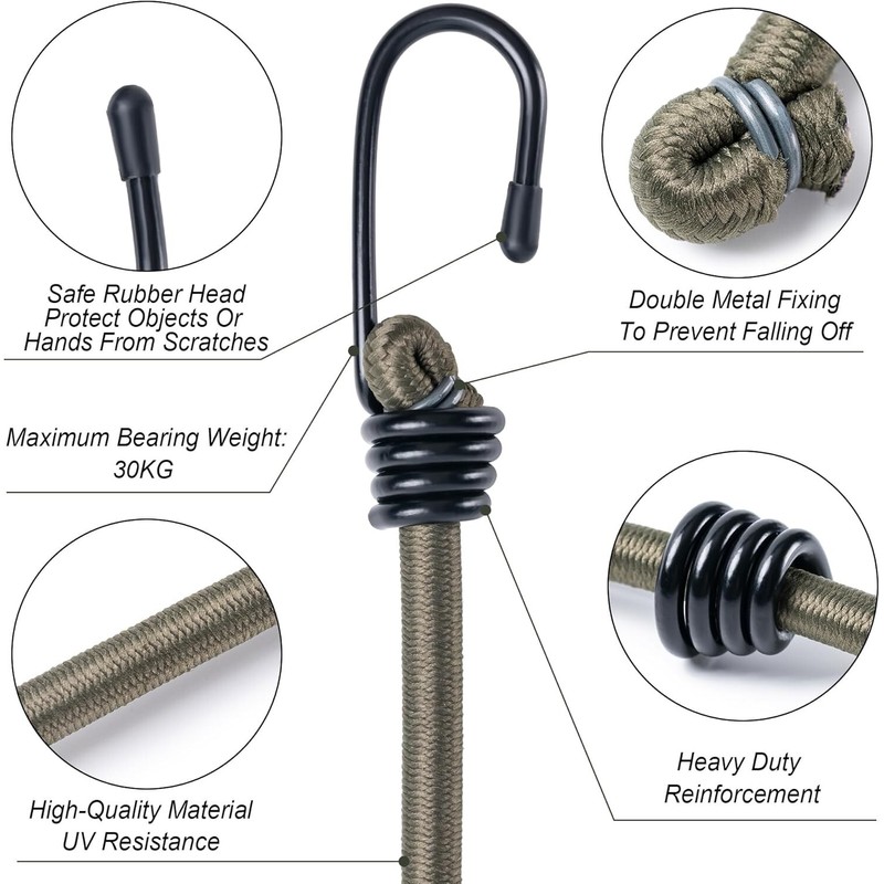 Heavy Duty 12inch Bungee Cords with Hooks,10Pcs Heavy Duty Extra