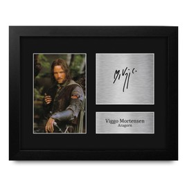 HWC Trading Viggo Mortensen Lord of the Rings Aragorn Framed Gifts Printed Signed Autograph Picture for Movie Memorabilia Fans - US Letter Size