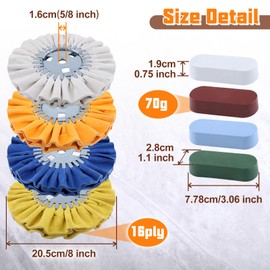 SPEEDWOX 8pcs Airway Buffing Wheel Kit in Diameter 5/8 in Arbor Hole Polishing Compound and Aluminum Metal Polishing Wheel 8" in Diameter 5/8" in Arbor Hole 16 Ply for Angle Grinder