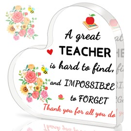 Teacher Gifts for Women, Men, Christmas Gifts for Teachers - Acrylic Heart Shape Plaque Teachers Gifts, Teacher Christmas Birthday Thanksgiving Appreciation Gifts for Women Men Best Teacher Gifts