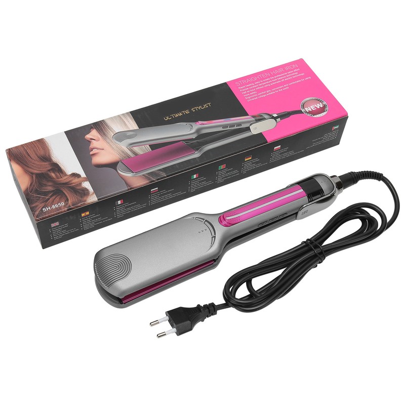 Professional Hair Straightening Ceramic Heating Plate Straightener LCD Display Hairdressing