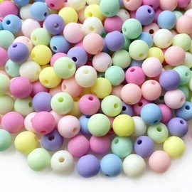 Jmassyang 500 Pieces 8mm Candy Color Acrylic Round Pastel Beads Assorted Candy Color Mix Rainbow Loose Beads Spacer for Jewelry Making Bracelets Necklaces DIY Crafts (Frosted Multicolor)