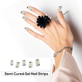Semi Cured Gel Nail Strips & Wraps - 20PCS, UV/LED Lamp Required, Long Lasting DIY Manicure Kit, Salon Quality, Trendy Nail Art Designs (Star)