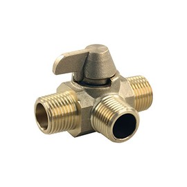 JR Products 62255 3-Way Brass Diverter Valve - 1/2" MPT x 1/2" MPT x 1/2" MPT