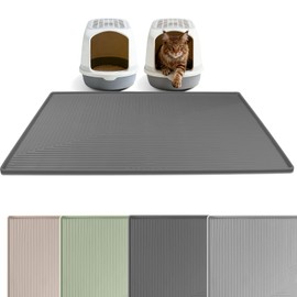 Silicone Cat Litter Mat 50" x 36" Cat Mat for Litter Box, Dark Grey