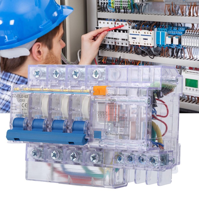 DZ47LE-63 2P C63 Small Circuit Breaker Transparent Household Earth Leakage