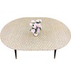 LIBERECOO Oval Fitted Vinyl Tablecloth with Flannel Backing - Fits