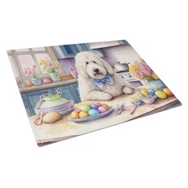Caroline's Treasures DAC6842LCB Decorating Easter Komondor Glass Cutting Board Decorative Tempered Glass Kitchen Cutting and Serving Board Large Size Chopping Board