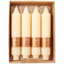Root Unscented Grecian Collenettes Dinner Candles, 7-Inch Tall, Box of 4, Buttercream