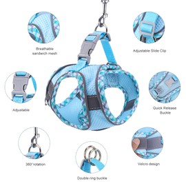 Ankilo Newest Cat Harness and Leash for Walking, Escape Proof Breathable Adjustable Vest Harnesses, with Reflective Strap, for Cats and Small Dogs, Blue, Size S