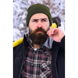 SKIHAT-Long OLV Thick and Warm Mens Daily Cuffed Beanie or Slouchy Made in USA Knit Hat Cap Womens Kids