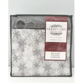 Jessica Sanders Holiday Microfiber 4-Pc. Twin Sheet Set and Throw