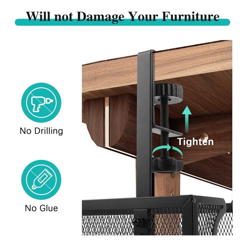 TNOMSNO Cable Management Desk, Cable Management Under Desk Drill-Free Undertable