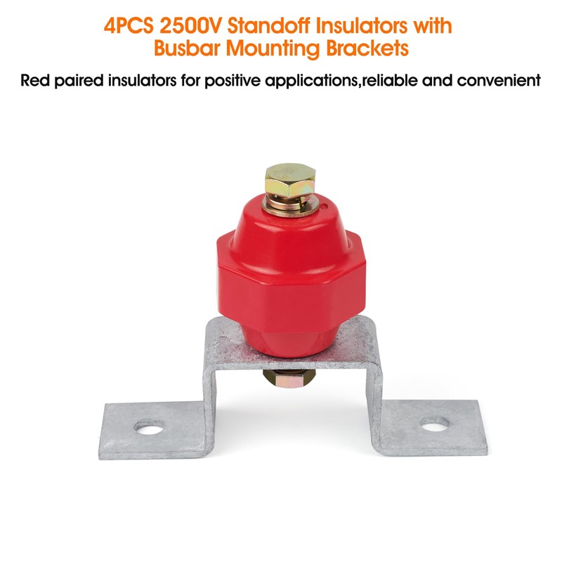 4PCS 2500V Standoff Insulators with Ground Bus Bar Mounting Brackets