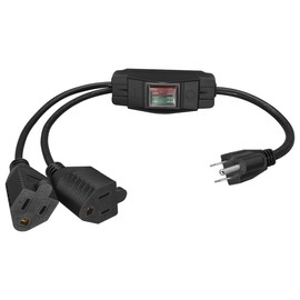 Strhowill 2 Way Extension Cord with On/Off Switch -3 Prong,Y-Splitter, 1.6FT Heavy Duty Power Cord Splitter, 14AWG 15A/125V & 18AWG 10A/125V, Dual Outlet Indoor/Outdoor Extension for Garage Tools