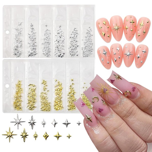 400 Pcs Star Nail Charms for Nails Art, KQueenest 3D